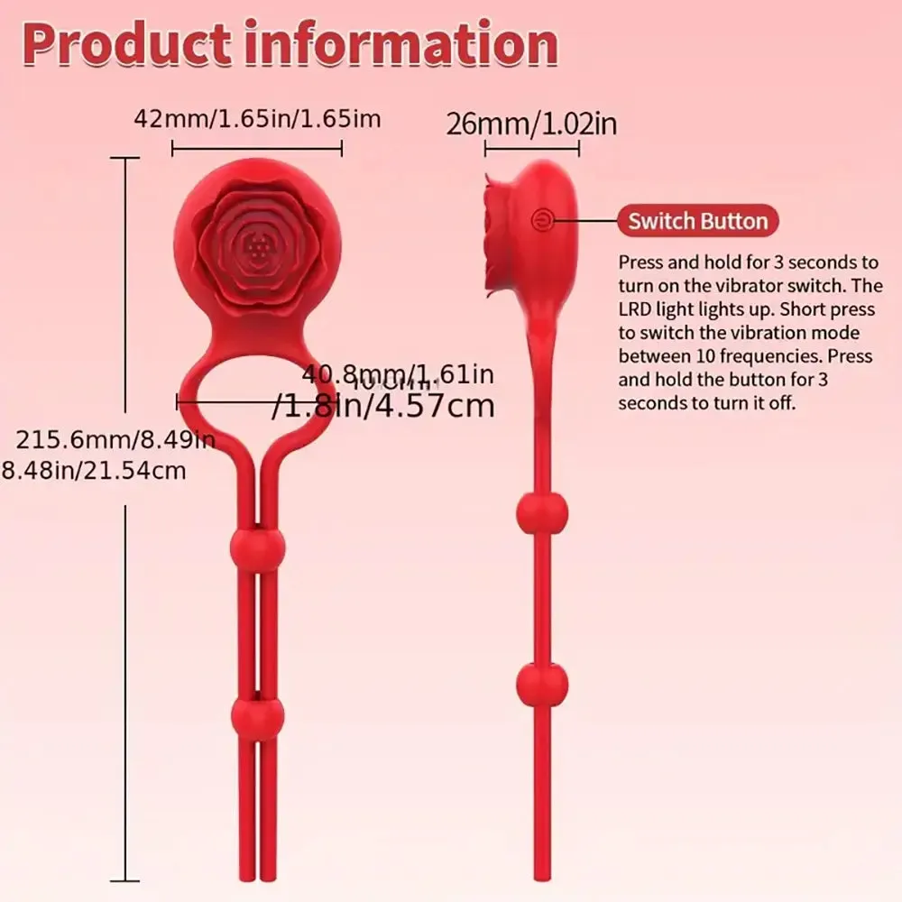 Adjustable Rose Prostate Female Vibrator Prostate Massage Cock Ring