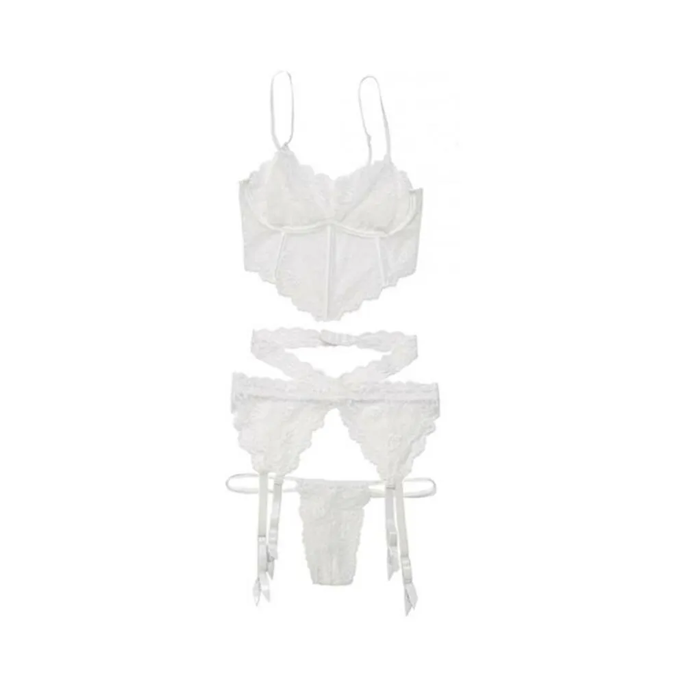 Bra. Garterbelt. And G-string White Os Hanging