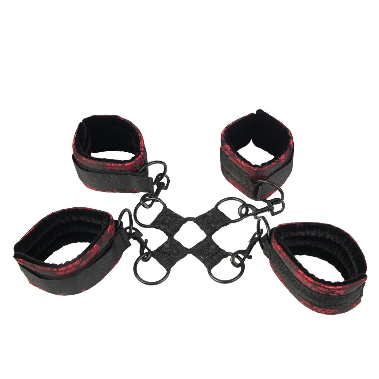 Calexotics Scandal Hog Tie Red & Black Restraints Wrist & Ankle Cuffs