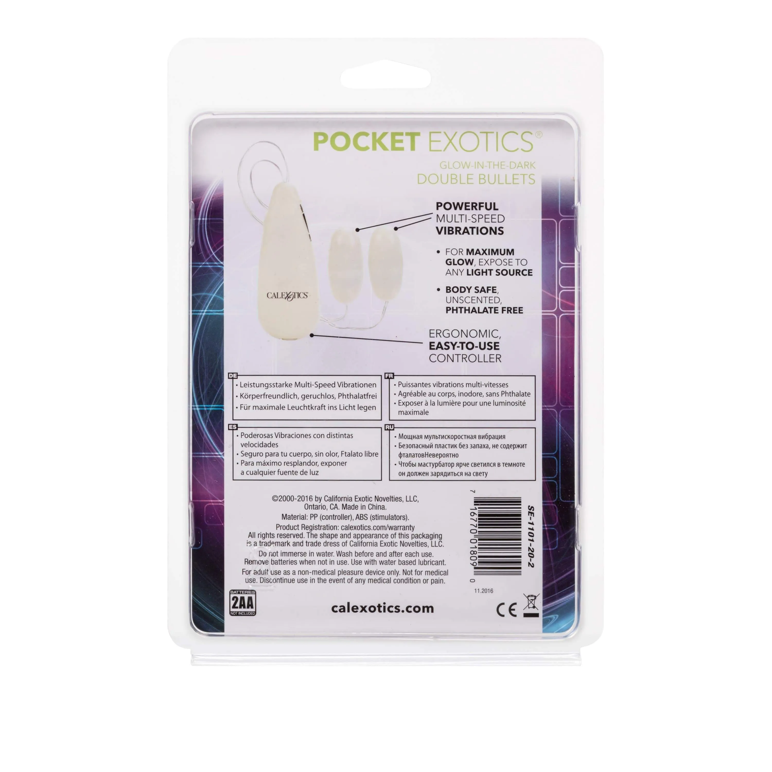 California Exotics - Pocket Exotics Glow In The Dark Double Bullets Vibrator (Green)
