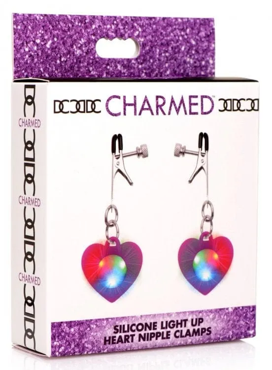Charmed Silicone Light Up Heart Nipple Clamps