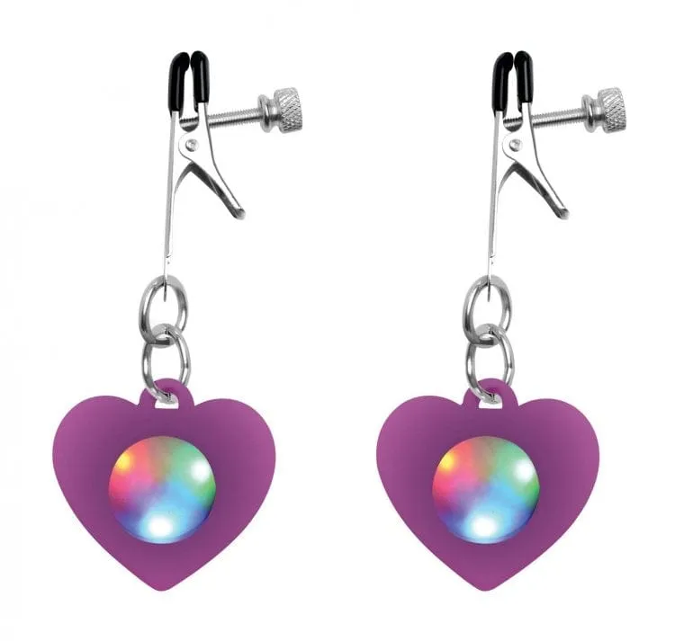 Charmed Silicone Light Up Heart Nipple Clamps