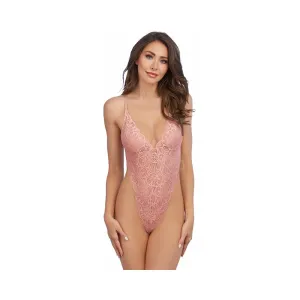 Dreamgirl Stretch Lace Teddy & Sheer Mesh Maxi Skirt With Adjustable Straps & G-string Rose Xl Hangi