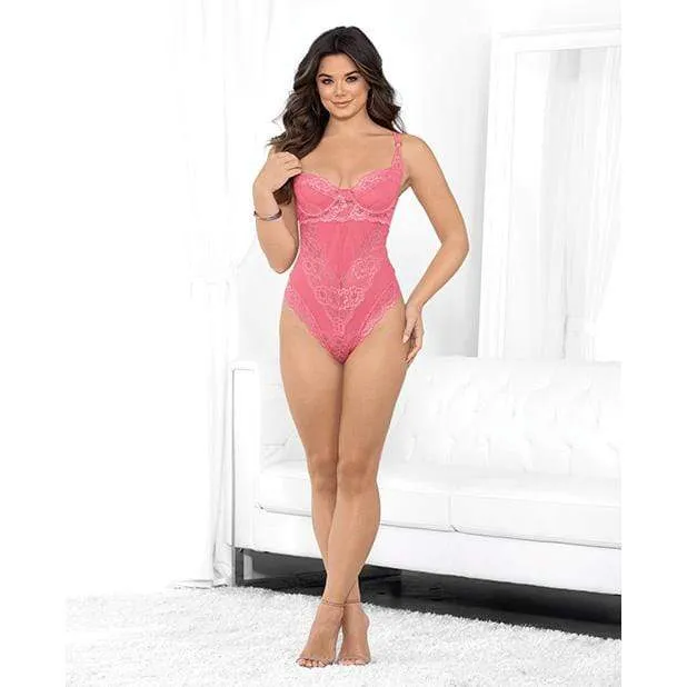 Escante - Classic Lace and Mesh Teddy with Double Straps and Underwire Cups