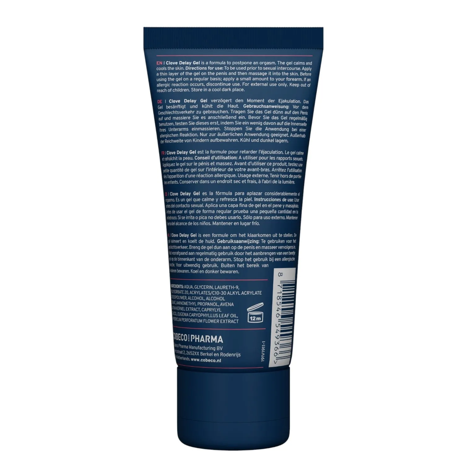 Gel COBECO Delay Gel Clove. cu ulei de cuișoare. pentru întârzierea ejaculării și erecții de durată. 60 ml