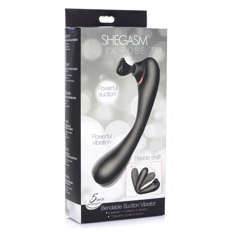 Inmi Shegasm 7x Pose Bendable Suction Vibrator - Black