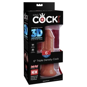 King Cock Plus 6 in. Triple Density Cock Realistic Dildo With Suction Cup Brown