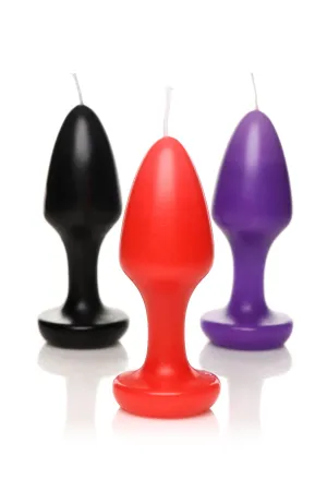 Master Series Kink Inferno Butt Plug Candles - Black/Purple/Red