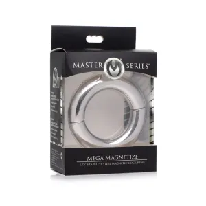 Master Series Mega Magnetize 1.75' Stainless Steel Magnetic Cock Ring - Silver