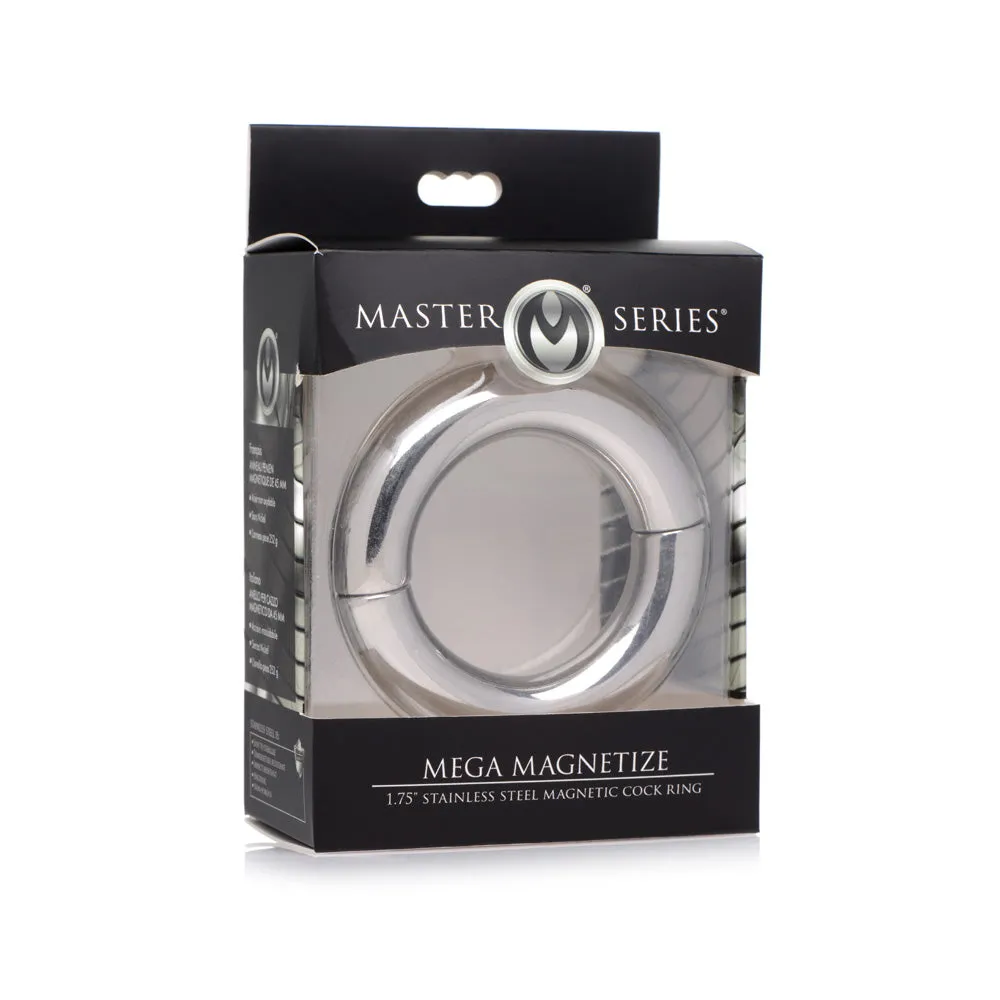 Master Series Mega Magnetize 1.75' Stainless Steel Magnetic Cock Ring - Silver