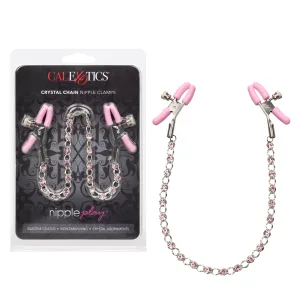 Nipple Play Crystal Chain Nipple Clamps - Pink