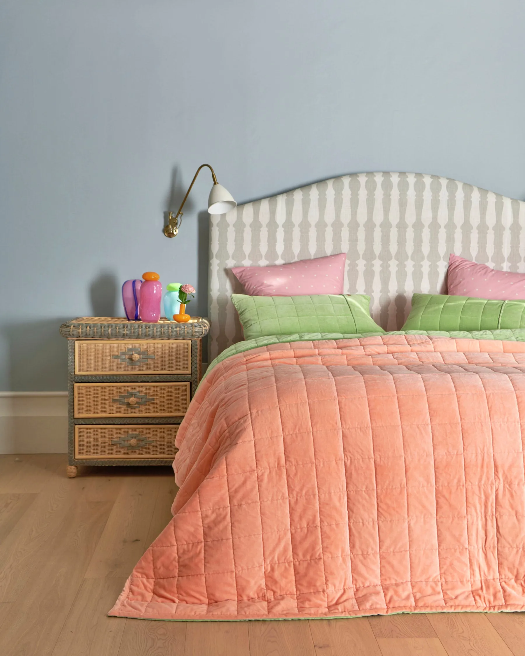 Peach Nile Velvet Quilted Bedspread
