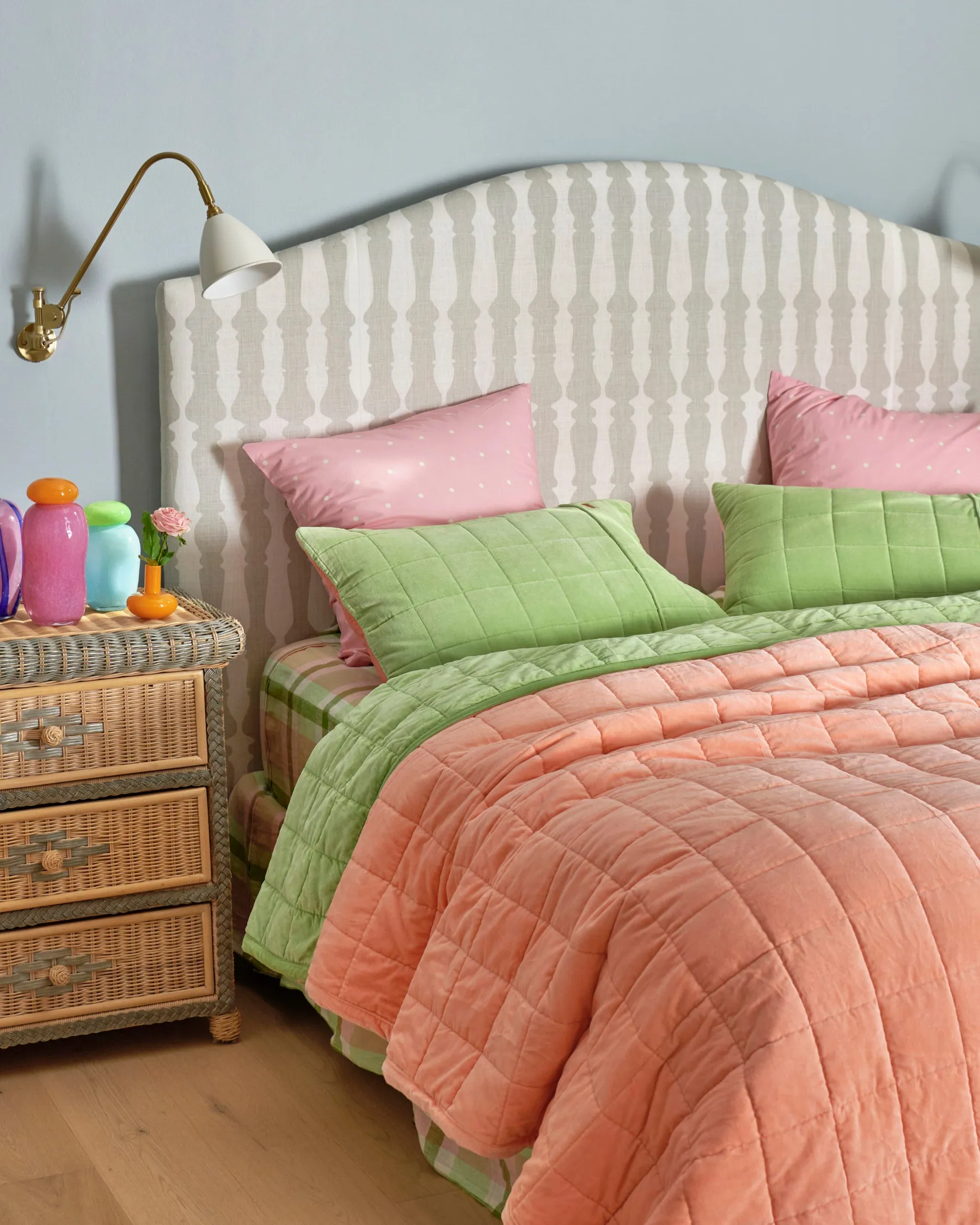 Peach Nile Velvet Quilted Bedspread