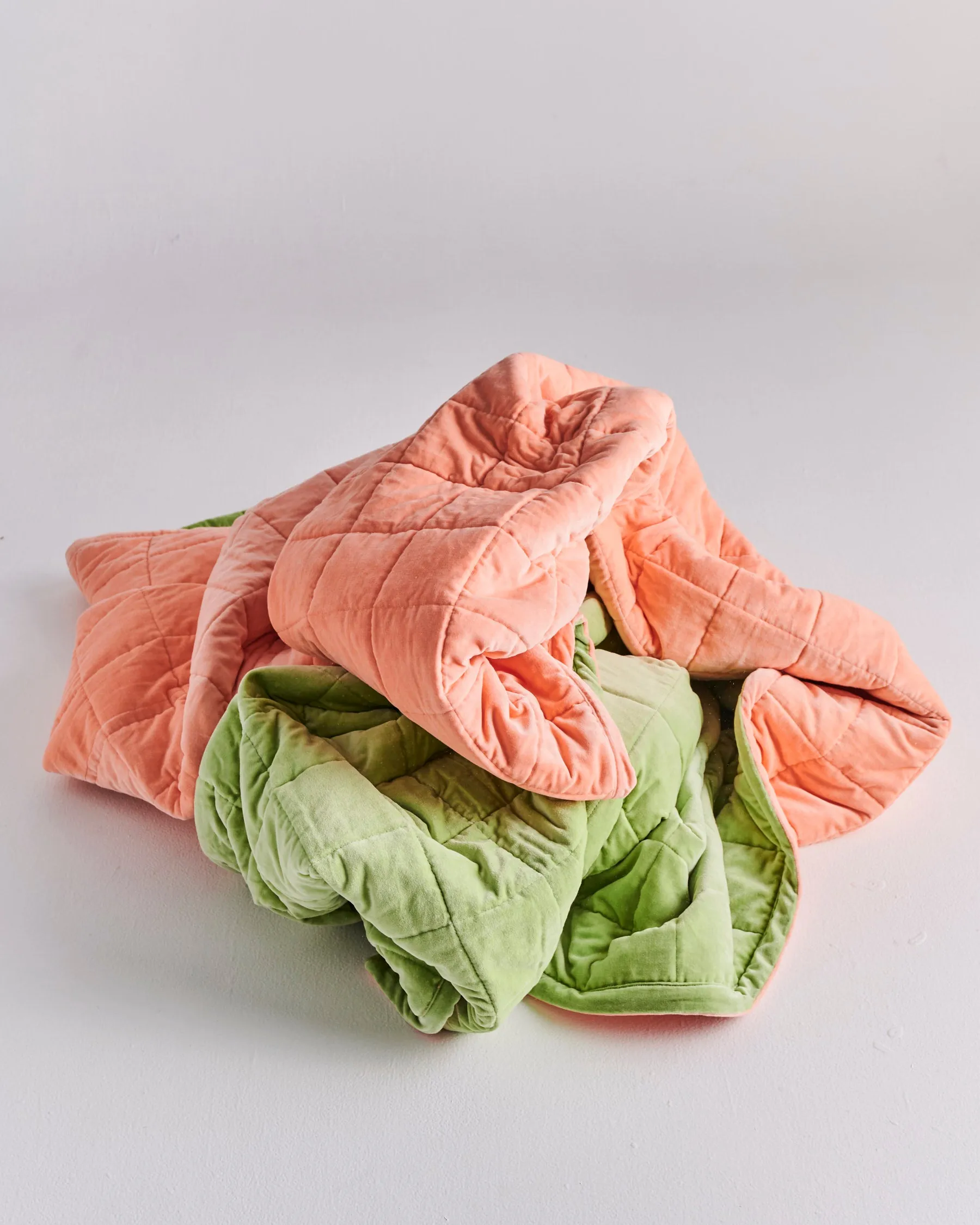 Peach Nile Velvet Quilted Bedspread