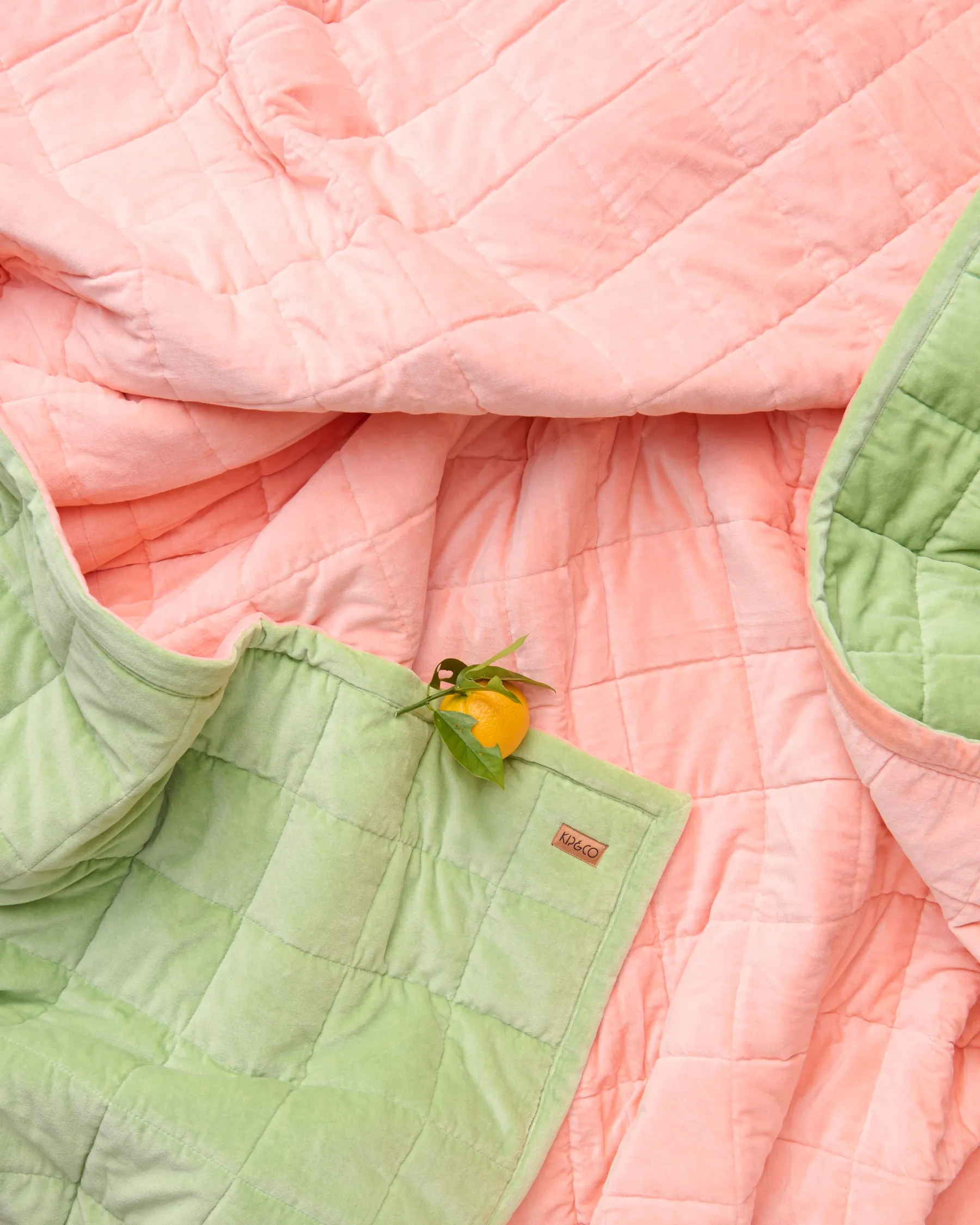 Peach Nile Velvet Quilted Bedspread