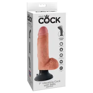 Pipedream - King Cock 7 Vibrating Cock with Balls (Beige)