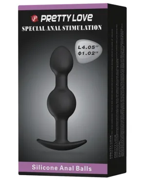 Pretty Love 4.05'' Silicone Anal Plug w/Ball - Black