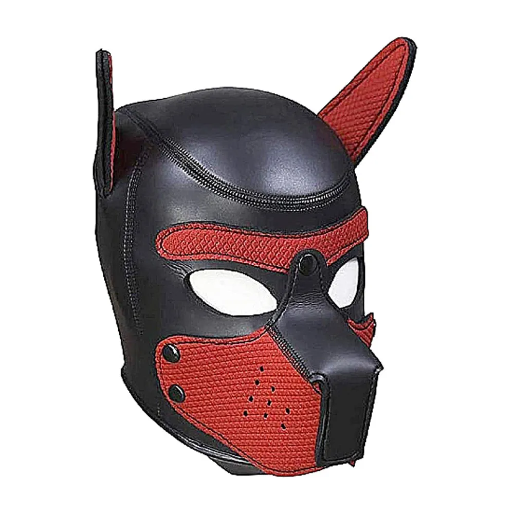 Puppy Play Neoprene Puppy Hood Red/black