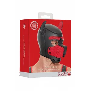 Puppy Play Neoprene Puppy Hood Red/black
