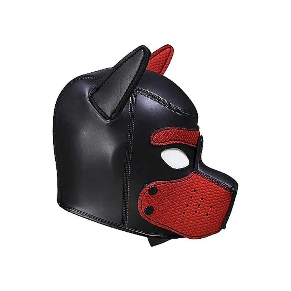 Puppy Play Neoprene Puppy Hood Red/black