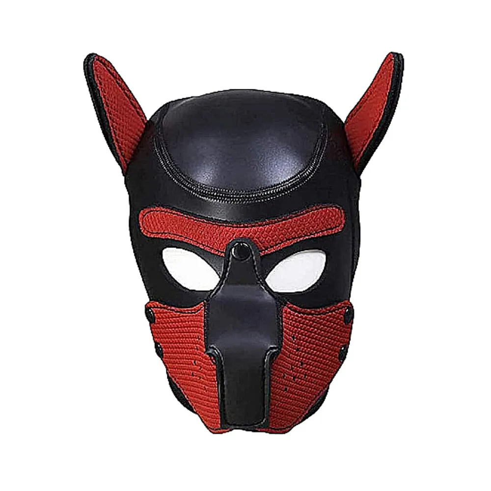 Puppy Play Neoprene Puppy Hood Red/black