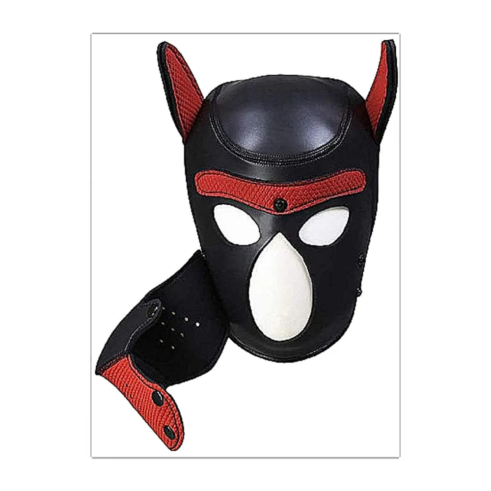 Puppy Play Neoprene Puppy Hood Red/black