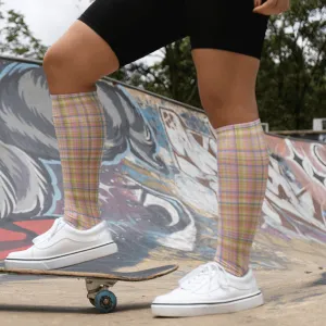 Rainbow Check Adult Knee Highs