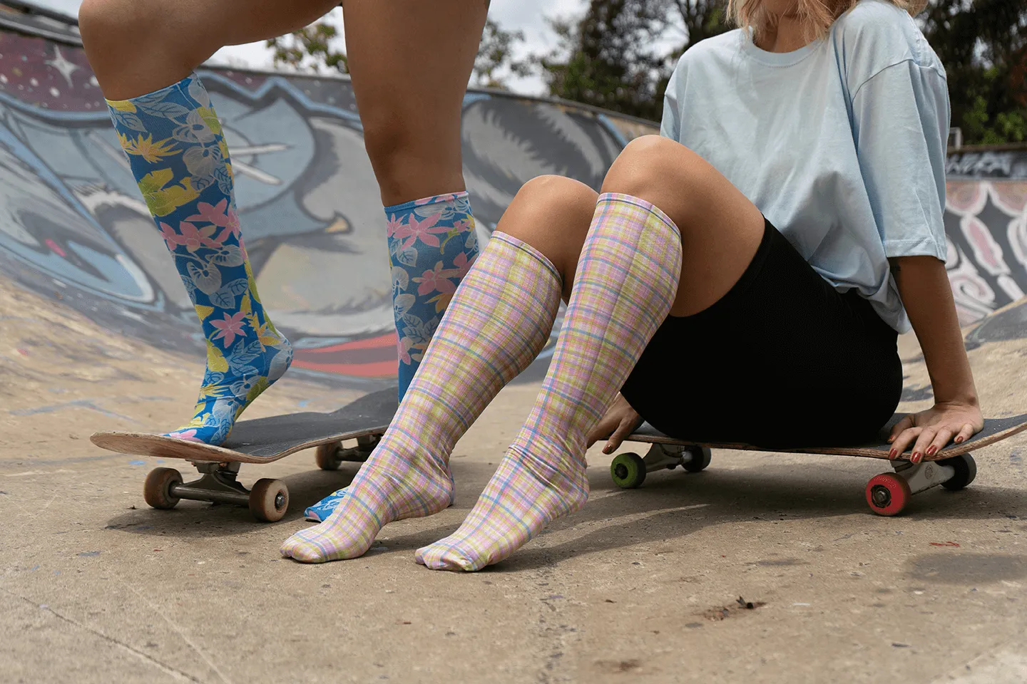 Rainbow Check Adult Knee Highs