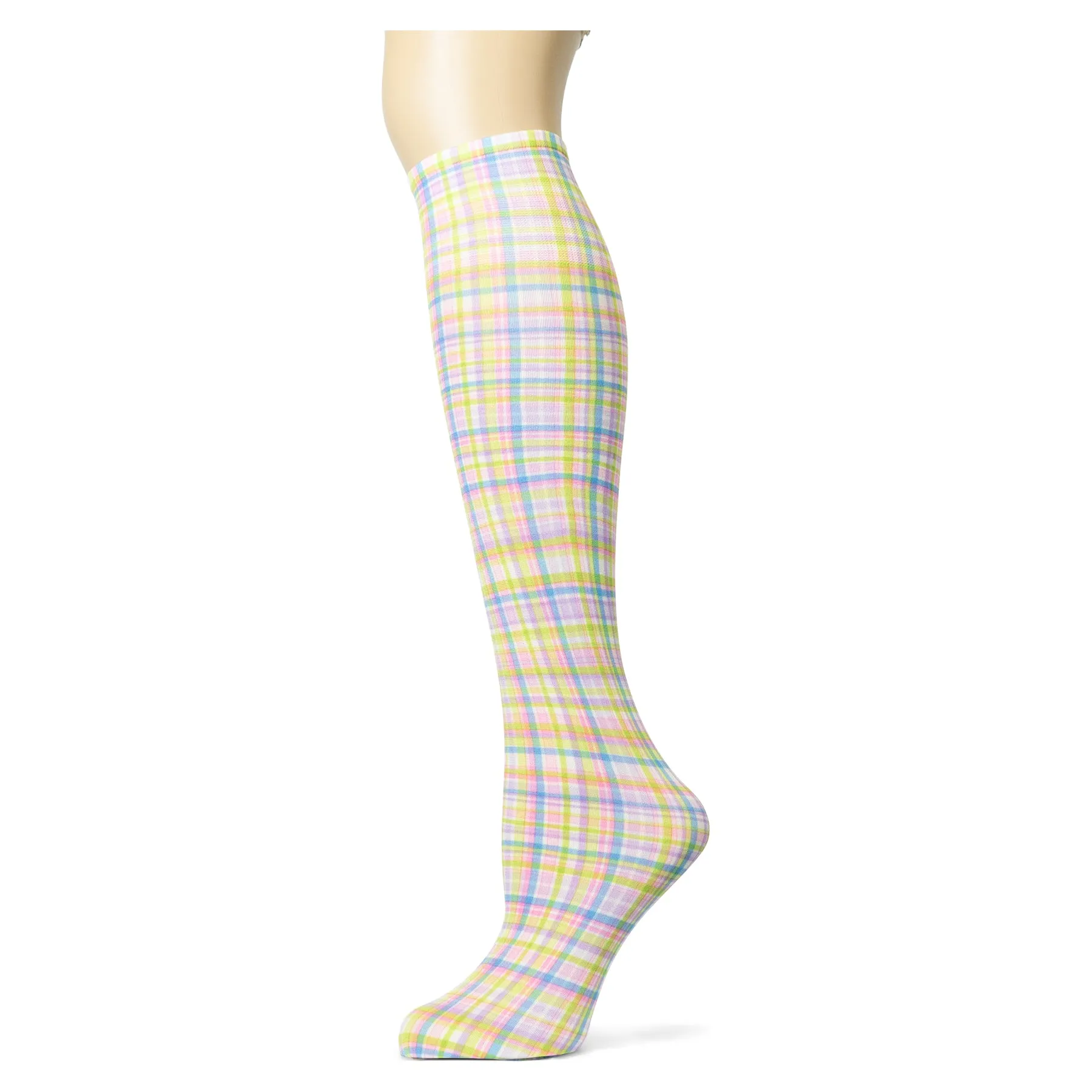 Rainbow Check Adult Knee Highs