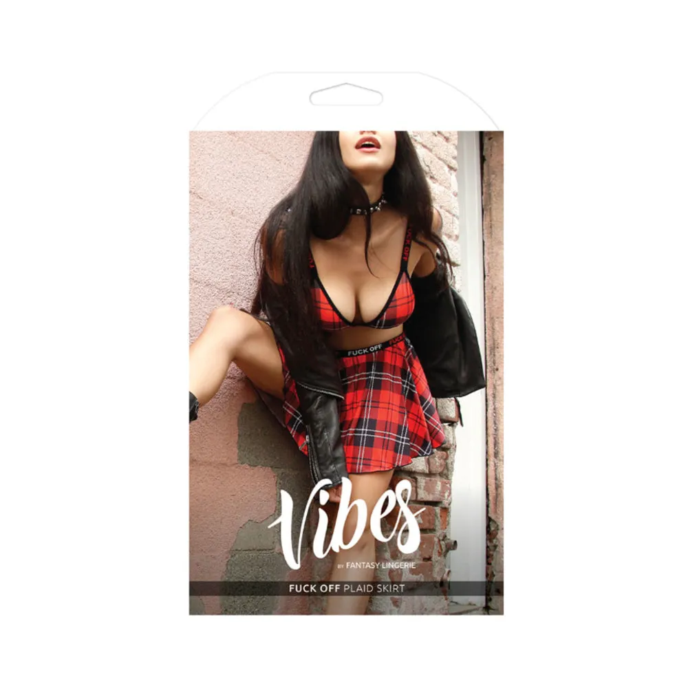 Vibes Fuck Off Plaid Skirt Sm