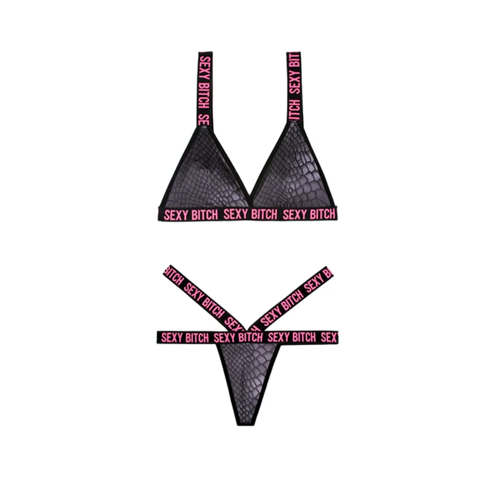 Vibes Sexy Bitch Reptile Print Set Blk Lxl