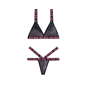 Vibes Sexy Bitch Reptile Print Set Blk Lxl