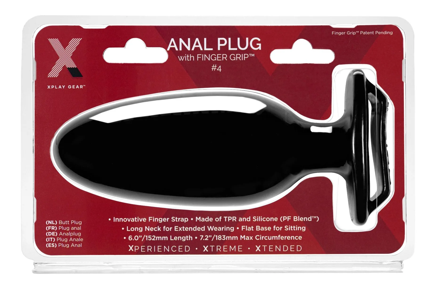 Xplay Gear 6.25' Finger Grip Plug #4L - Black