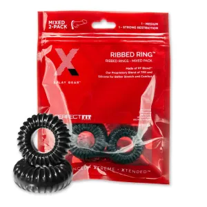 Xplay Gear Mixed Pack Ribbed Ring and Ribbed Ring Slim - Black - Pack of 2