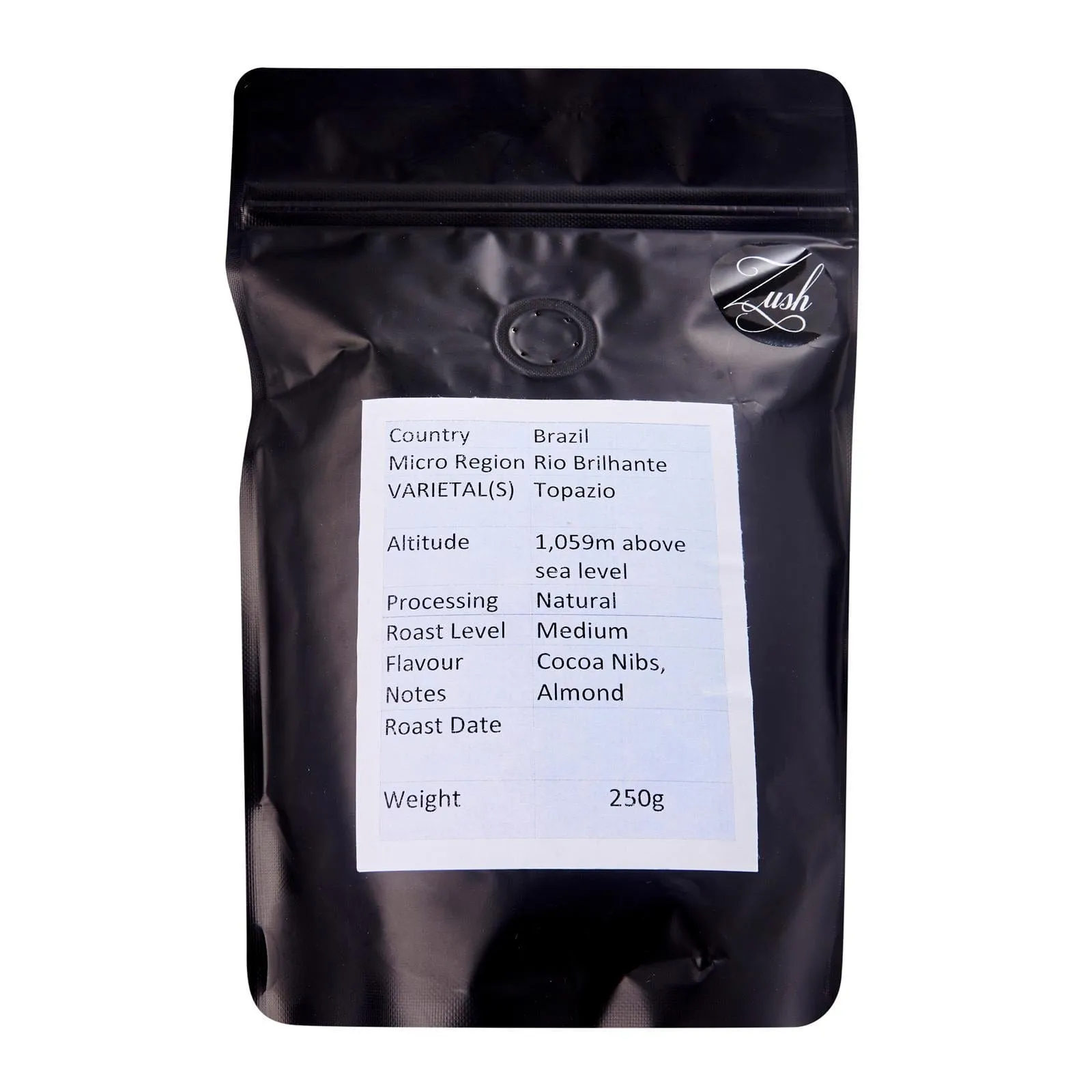 ZUSH Coffee - Specialty Coffee Beans . 100% Arabica. Batch Roasted. BRAZIL RIO BRILHANTE